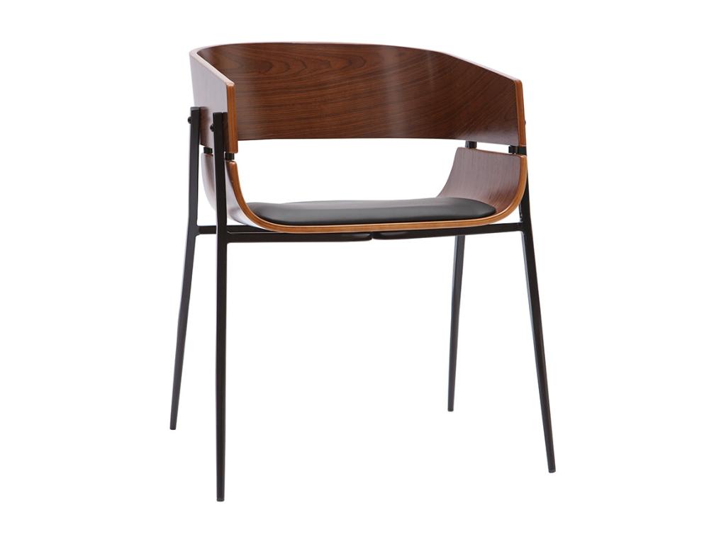 Chaises design bois foncé et métal noir lot de 2 Boisona QAOA43572