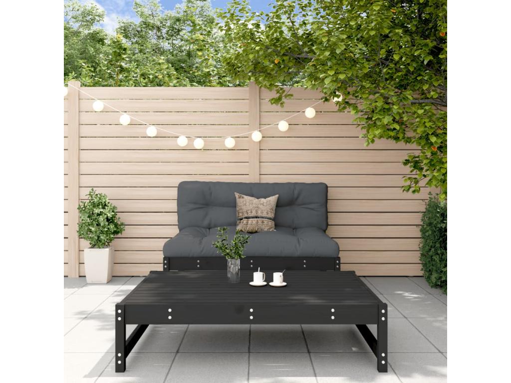 Salon de jardin 2 pièces noir bois massif de pin WTMZ04705