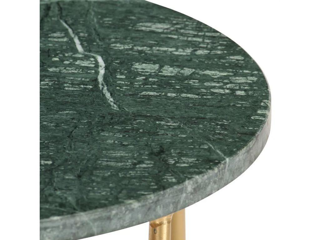 Table d'appoint effet marbre vert et pieds métal doré Boisona D 40cm GKRN57124