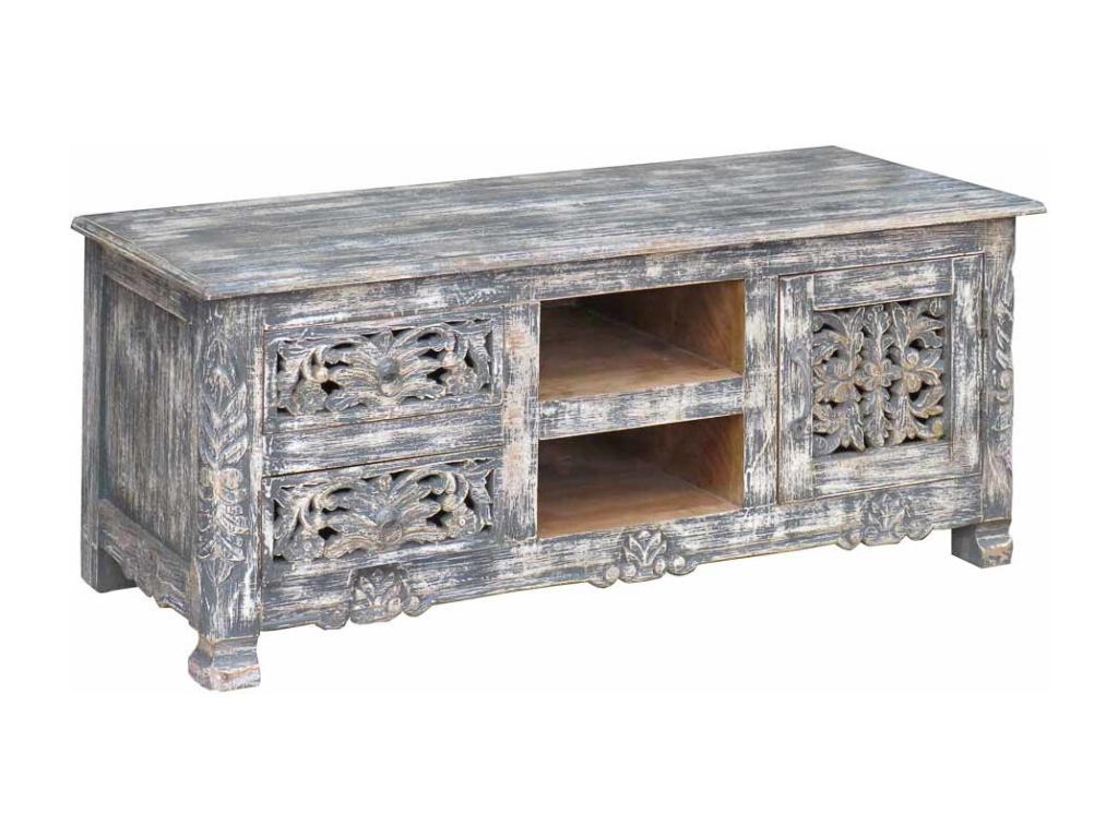 Meuble bas en bois gris 120x45x50h QBQN99171