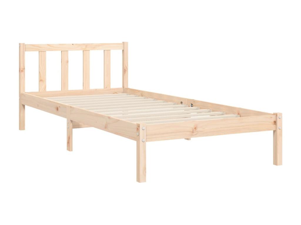 Cadre de lit avec tête de lit simple bois massif VKWT16451