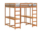 Lit superposé et bureau et échelle 160x200cm bois de pin massif SDXN57032