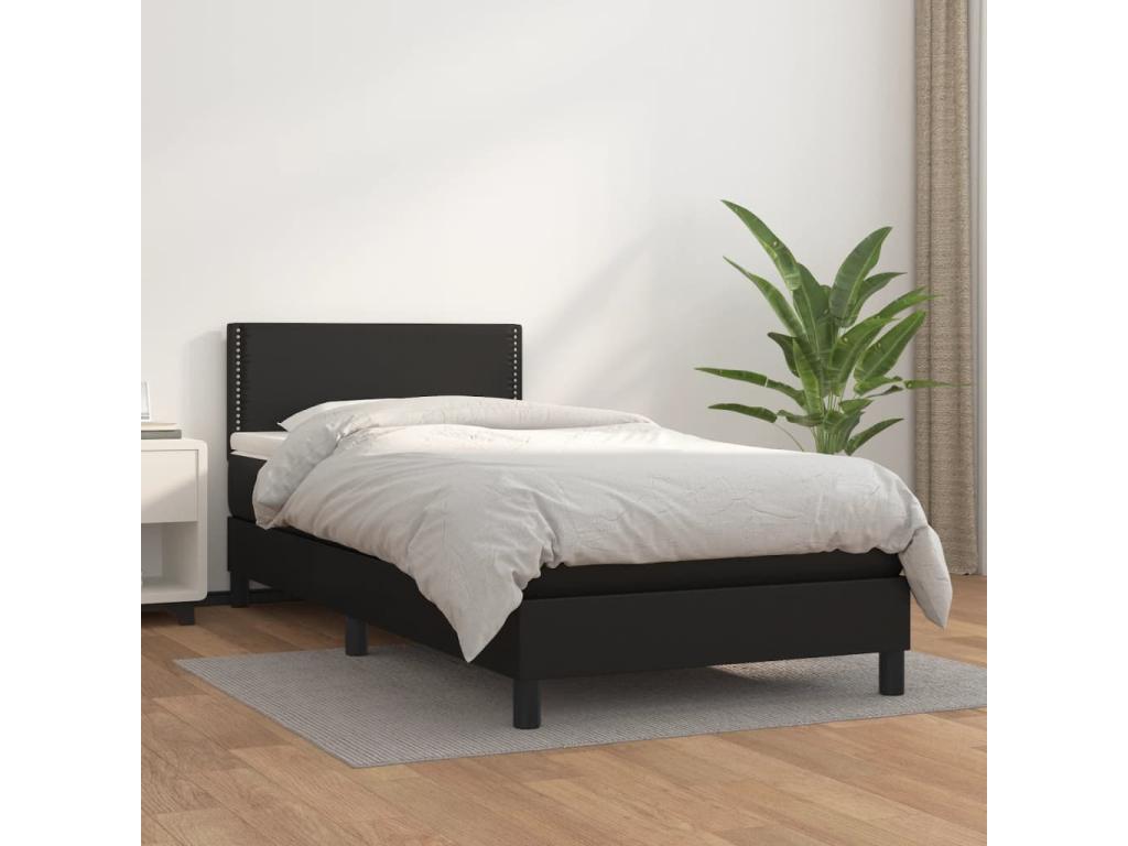Lit à sommier tapissier avec matelas Noir 90x200 cm Similicuir YXLJ95026