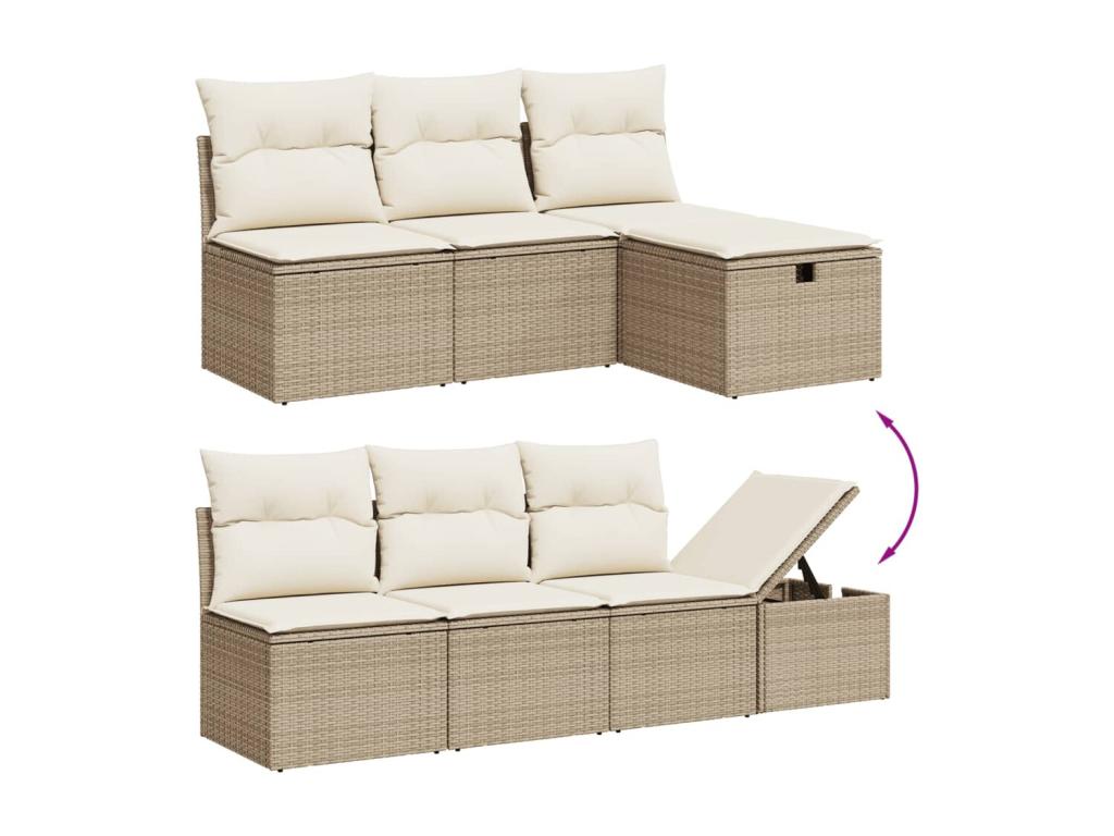 Ensemble de mobilier de jardin en résine tressée beige - dlz1766581997995
