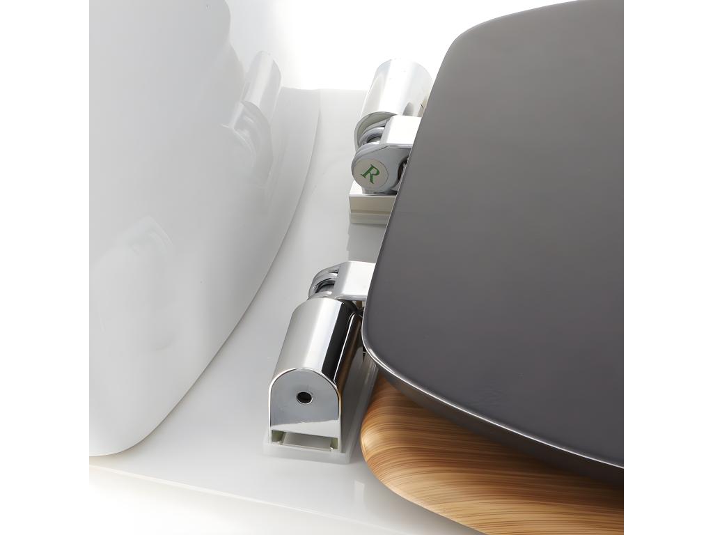 Abattant WC en Bois avec frein de goulotte et Boisona de fixation déco Boisona TVWY90047
