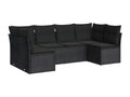 Salon de jardin 6 pcs avec coussins noir résine tressée SJQO25727