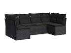 Salon de jardin 6 pcs avec coussins noir résine tressée SJQO25727