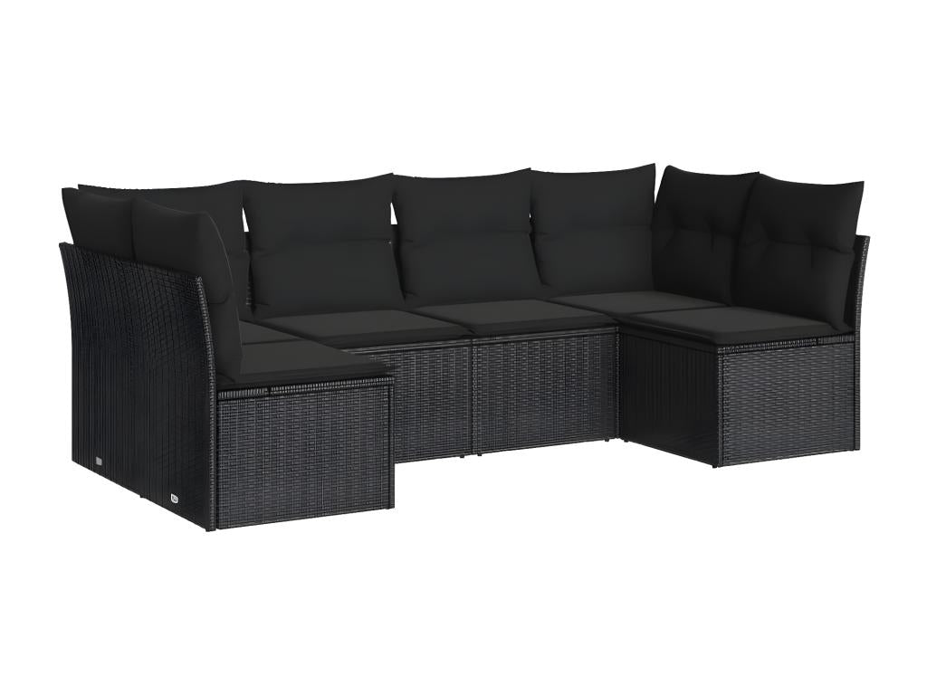 Salon de jardin 6 pcs avec coussins noir résine tressée SJQO25727