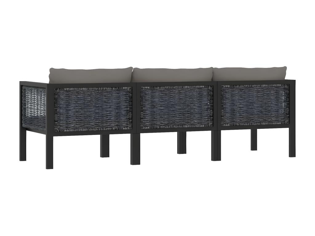 Canapé à 3 places avec coussins Anthracite Résine tressée UKWG05150