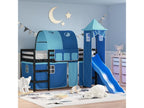 Lit mezzanine enfant avec tour bleu 90x190 cm bois pin massif DKGM39941