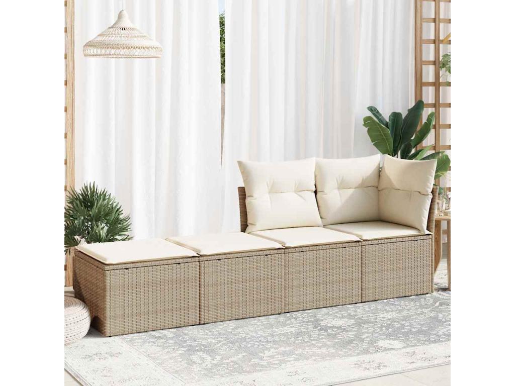 Salon de jardin avec coussins 2 pièces beige résine tressée Boisona RVXT89517