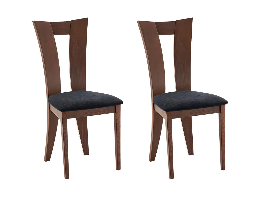 Lot de 2 chaises Boisona - Hêtre massif - Coloris Noyer et expresso SWVY78142