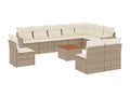 Salon de jardin 11 pièces avec coussins beige résine tressée APWM27091