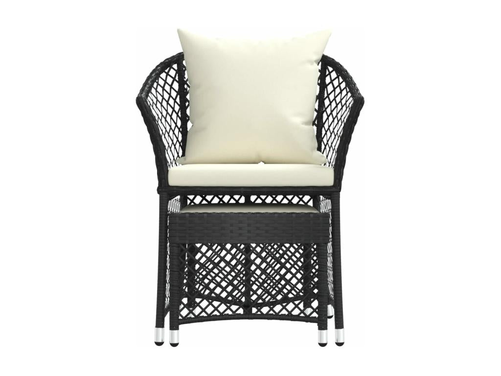 Salon de jardin 2 pcs avec coussins Noir Résine tressée YPUJ41346