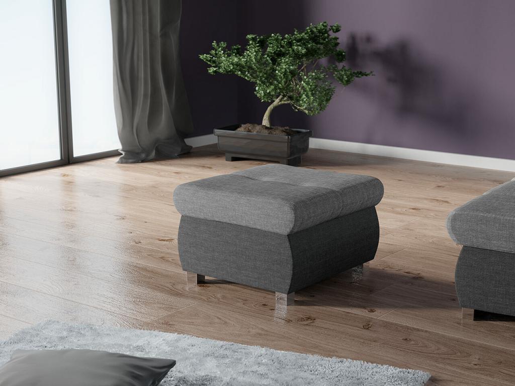 Pouf Boisona 122 Gris 39x60x60cm Tapisserie Pieds Métal RJVB52589