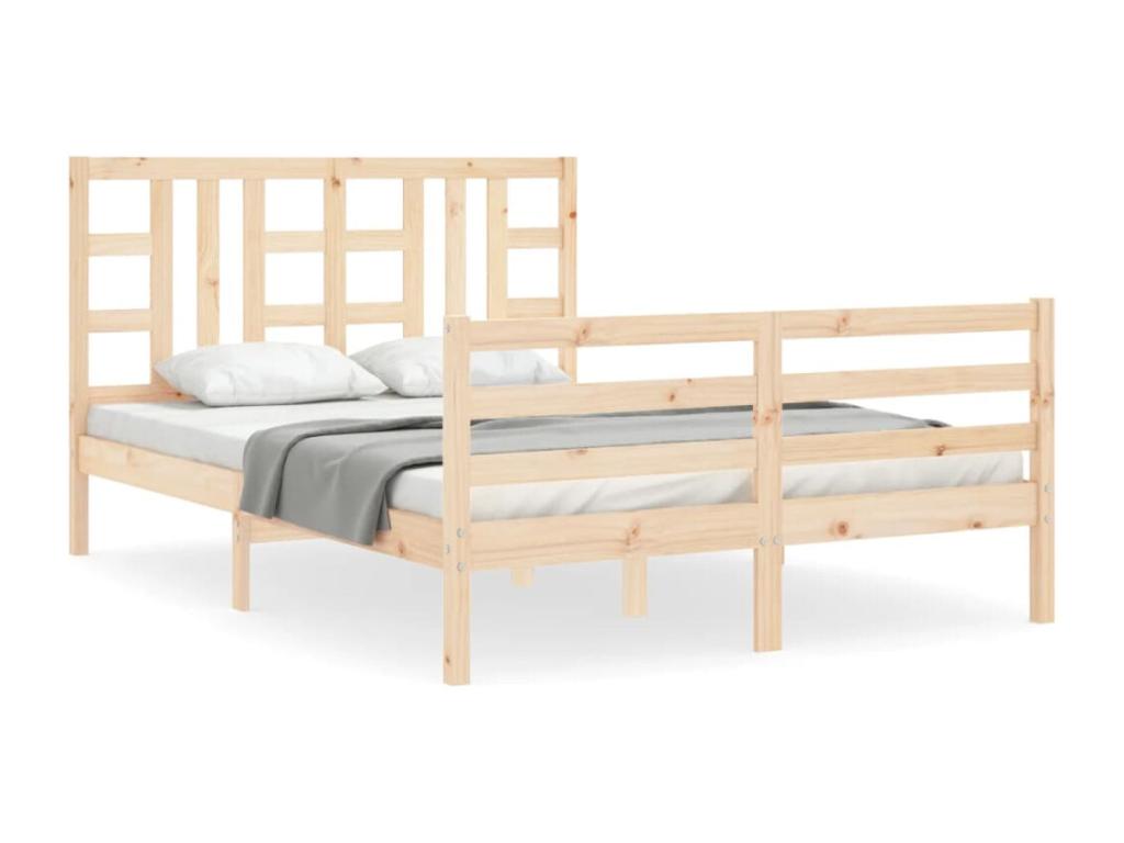 Cadre de lit avec tête de lit 160x200 cm bois massif JROE94049