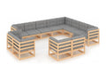 Salon de jardin 12 pcs avec coussins Bois de pin massif NUQX13145