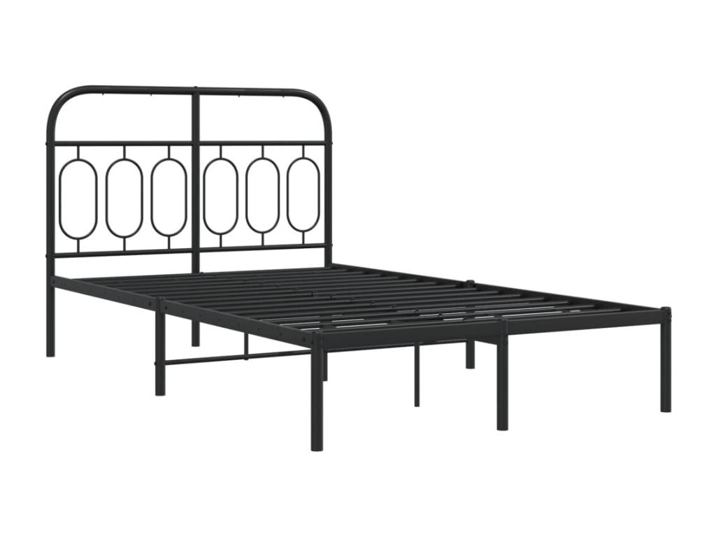 Cadre de lit métal sans matelas avec tête de lit noir 120x190cm DJPJ37726