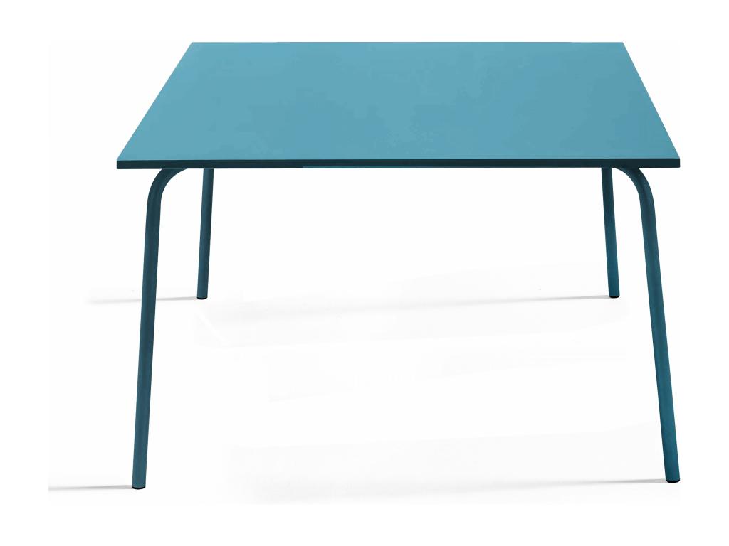 Ensemble table de jardin carrée et 4 bancs en métal bleu Boisona YLJR98271