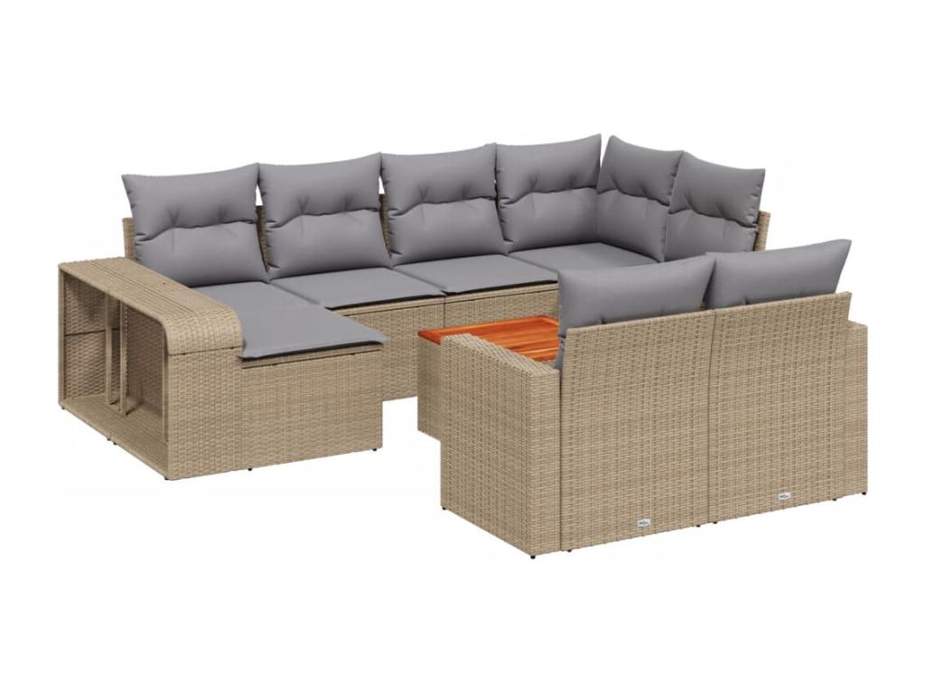 Ensemble de mobilier de jardin en résine tressée beige - dlz1766582046238