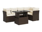 Salon de jardin avec coussins 6 pcs marron résine tressée FNEA11058
