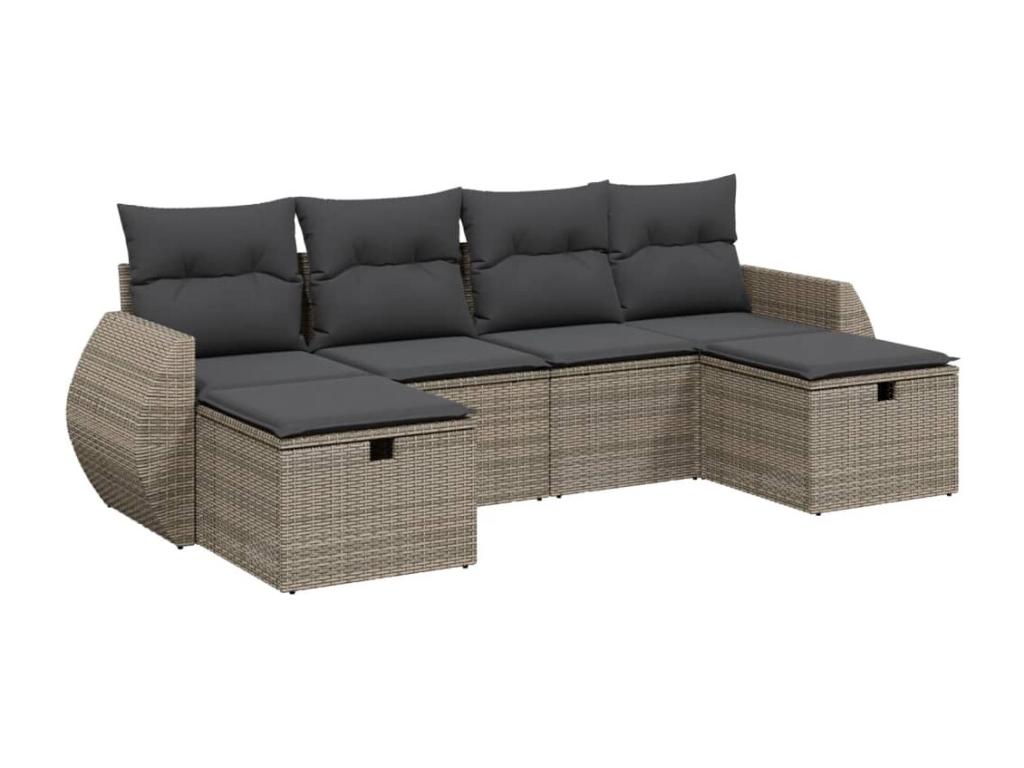 Salon de jardin 6 pièces avec coussins gris résine tressée BAIA59888
