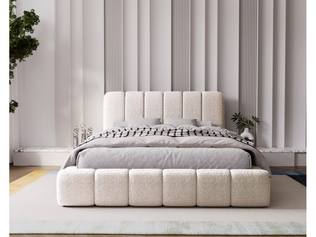 Boisona Lit coffre 200x200 Boisona Lit Rembourré avec Rangement - Lit bouclé Crème Anthology 1 SYIK30998