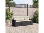 Salon de jardin 3 pcs avec coussins noir résine tressée HMED70713