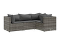 Salon de jardin 4 pièces avec coussins Gris Résine tressée GOHG51541