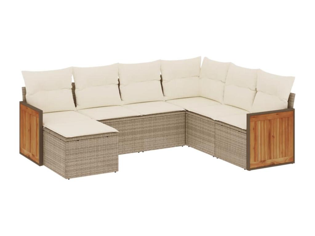 Salon de jardin avec coussins 7 pièces beige résine tressée LGTU96431