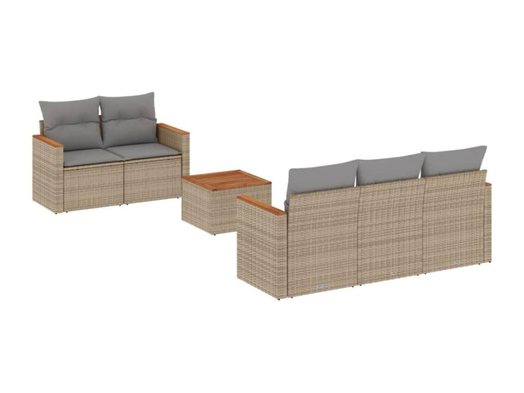 Salon de jardin avec coussins 6pcs Boisona beige résine tressée STTY78441