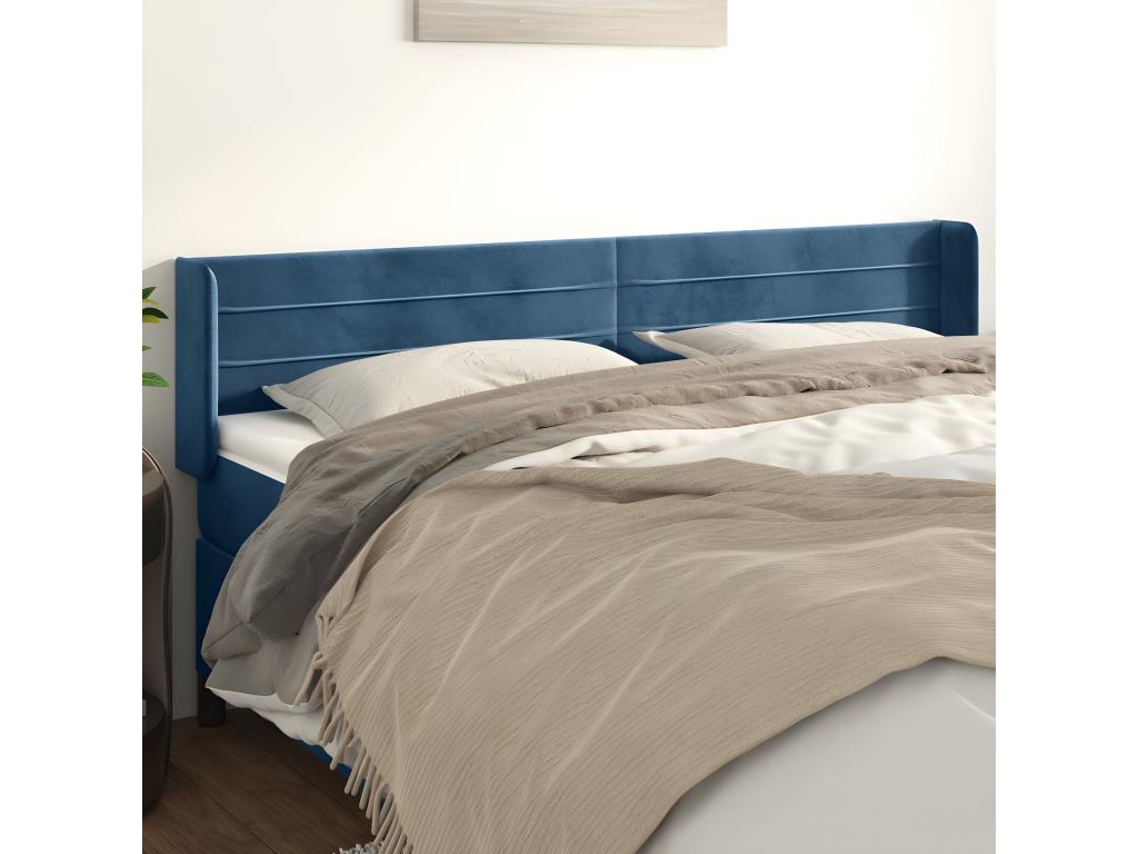 Tête de lit avec oreilles Bleu foncé 183x16x78/88 cm Velours XGMU84940