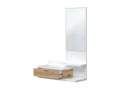 Meuble d'entrée miroir Blanc/Chêne - Boisona - L 81 xl 29 x H 116 cm ZBLM17074