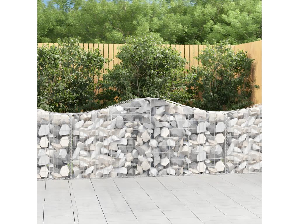 Paniers à gabions arqués 6 pièces 200x30x80/100 cm Fer galvanisé NGWW09255