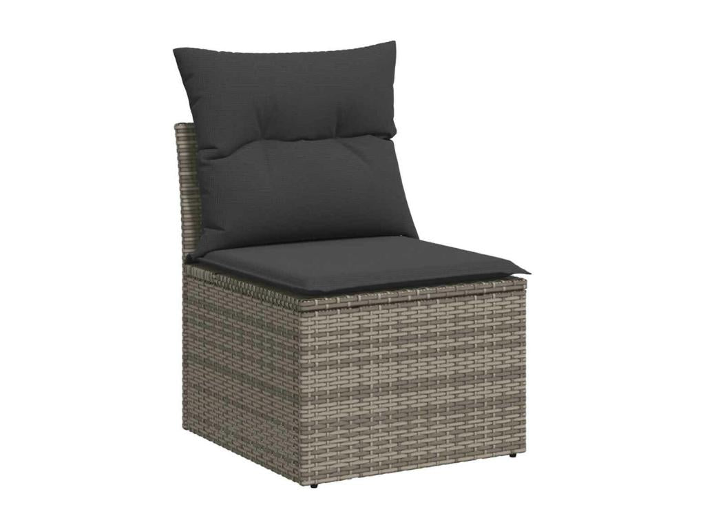 Salon de jardin avec coussins 7 pcs gris résine tressée FARI34746