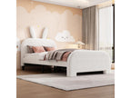 Lit 90x200cm lit simple enfant avec 2 tiroirs sommier à Boisona et tête de lit en forme de lapin en laine de mouton Blanc QJMS72338