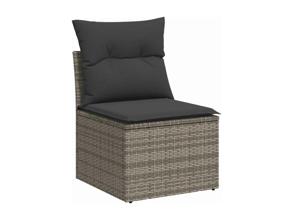 Salon de jardin avec coussins 6 pièces gris résine tressée Boisona UYGB90628