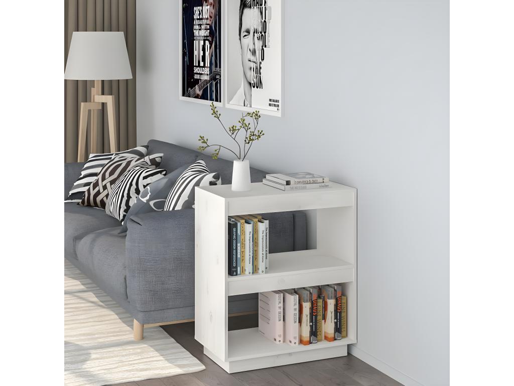Bibliothèque Blanc 60x35x71 cm Bois de pin massif OSRC23599