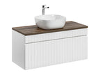 Meuble simple vasque 100cm Boisona Blanc et Bois QAVT46943