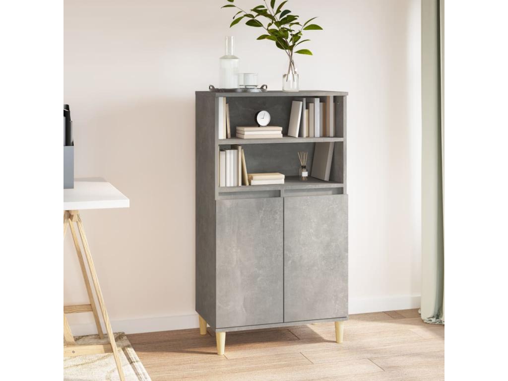 Buffet haut Gris béton 60x36x110 cm Bois d'ingénierie GDJO86329