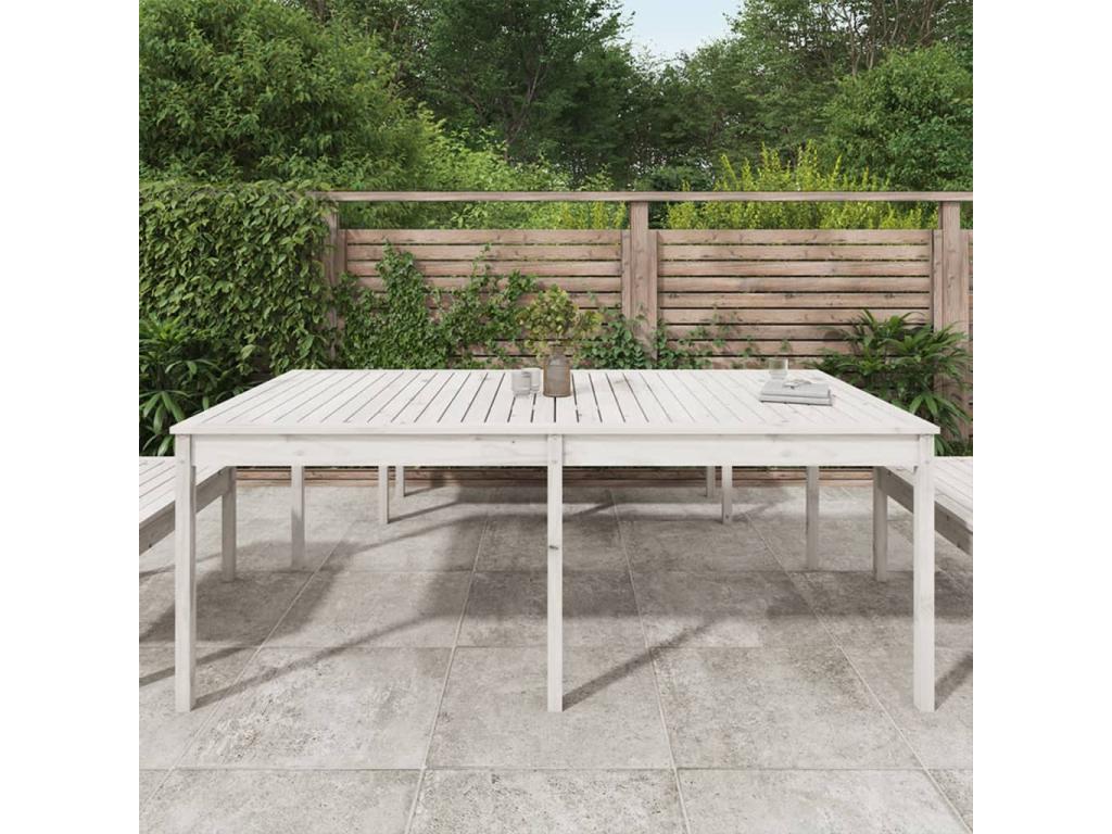 Table de jardin blanc 203,5x100x76 cm bois massif de pin WKSF88444