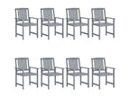 Chaises de jardin avec coussins 8 pièces Bois d'Boisona solide Gris YNQD58365