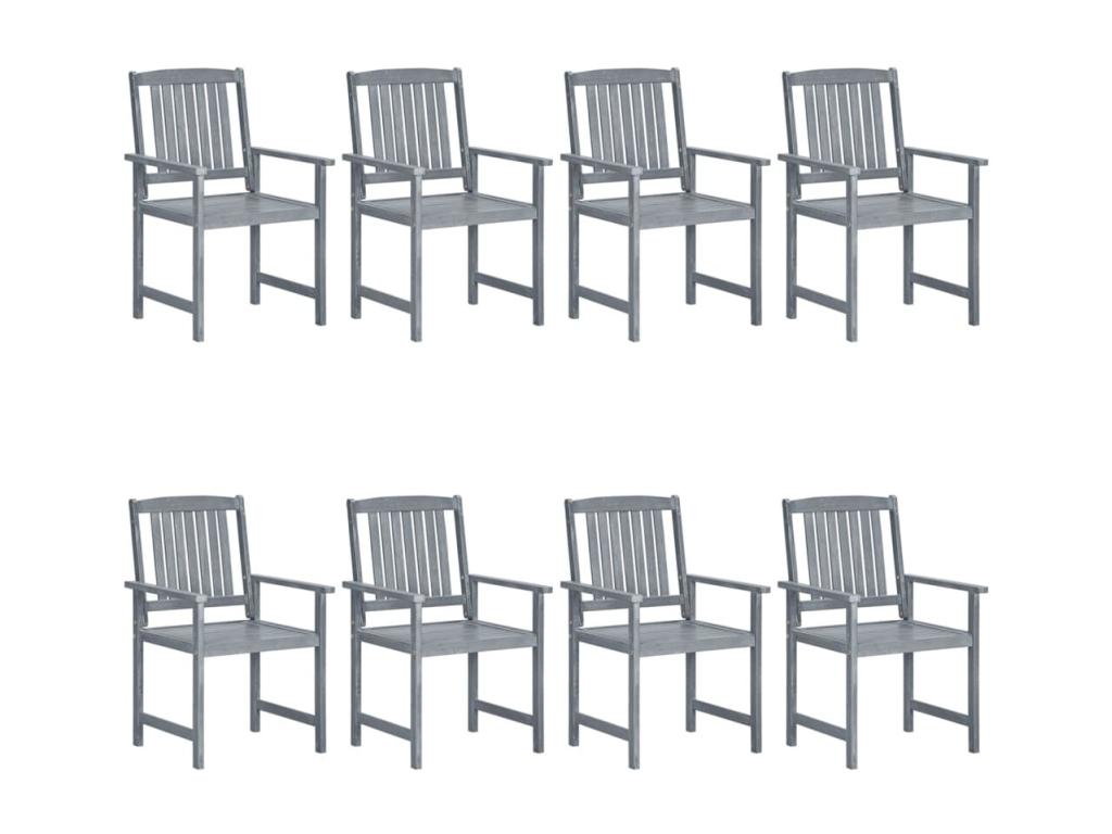 Chaises de jardin avec coussins 8 pièces Bois d'Boisona solide Gris YNQD58365