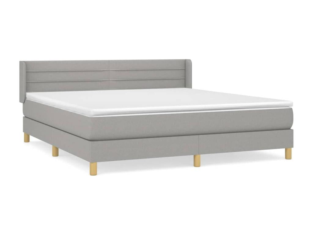 Lit à sommier tapissier avec matelas Gris clair 160x200cm Tissu QNLW78947