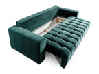 Canapé convertible 3 places velours bleu avec coffre de rangement Boisona 245cm ZGAU31690