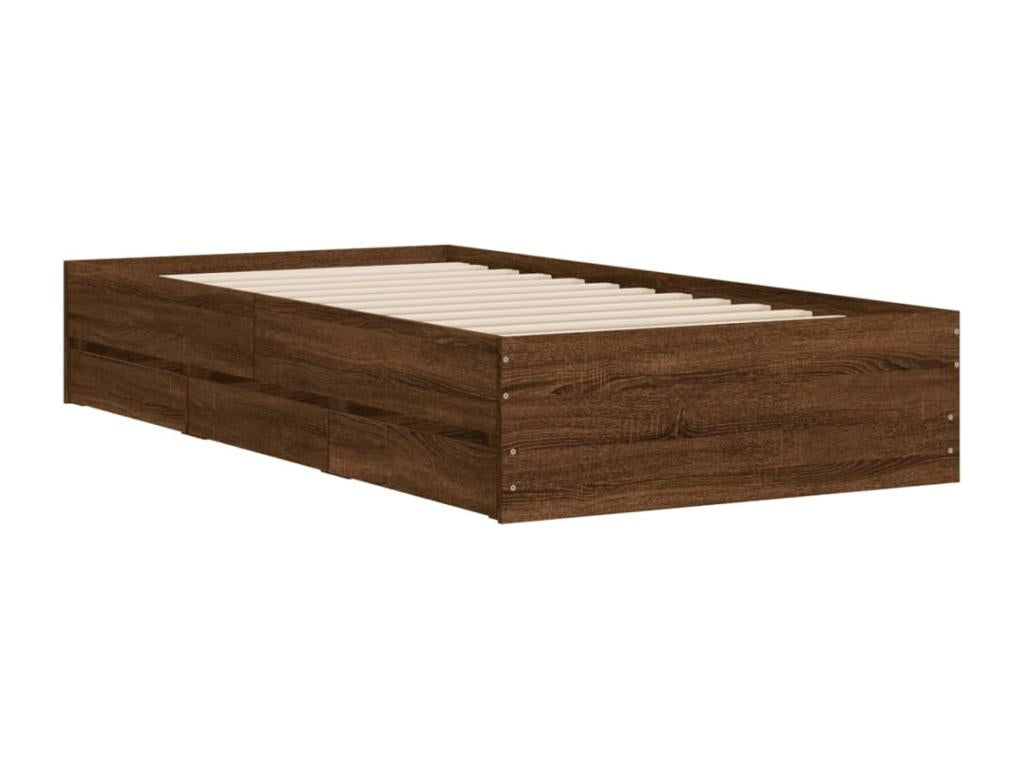 Cadre de lit avec tiroirs sans matelas chêne marron 100x200 cm CNSF88296