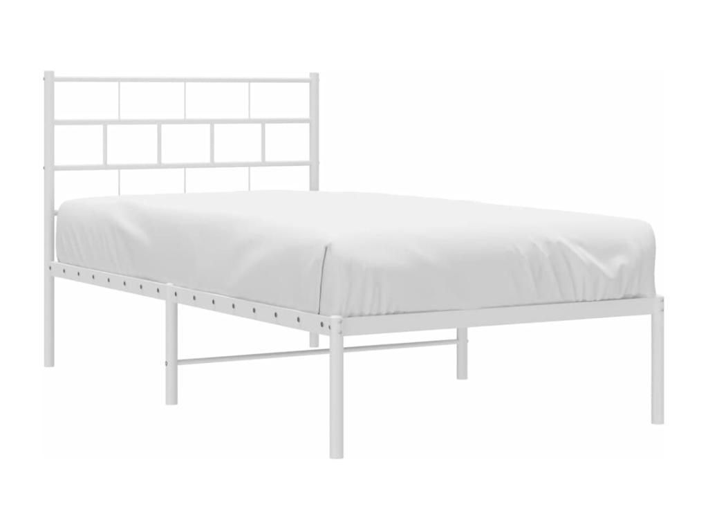 Cadre de lit métal avec tête de lit blanc 90x200 cm AZIP49588