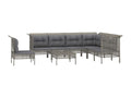 Salon de jardin 8 pièces avec coussins Gris Résine tressée JTFV95901