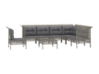 Salon de jardin 8 pièces avec coussins Gris Résine tressée JTFV95901