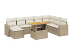 Salon de jardin avec coussins 9 pcs beige résine tressée EJGT58805